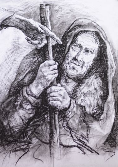 Elijah, charcoal on paper