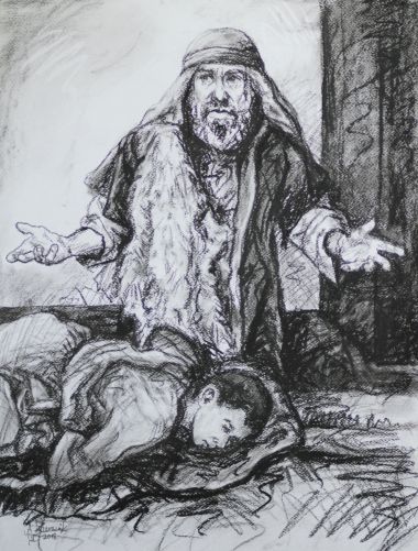 Eliasz, węgiel na papierze